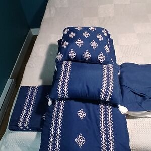 Navy Blue Embroidered King Size Comforter Set From The Brick